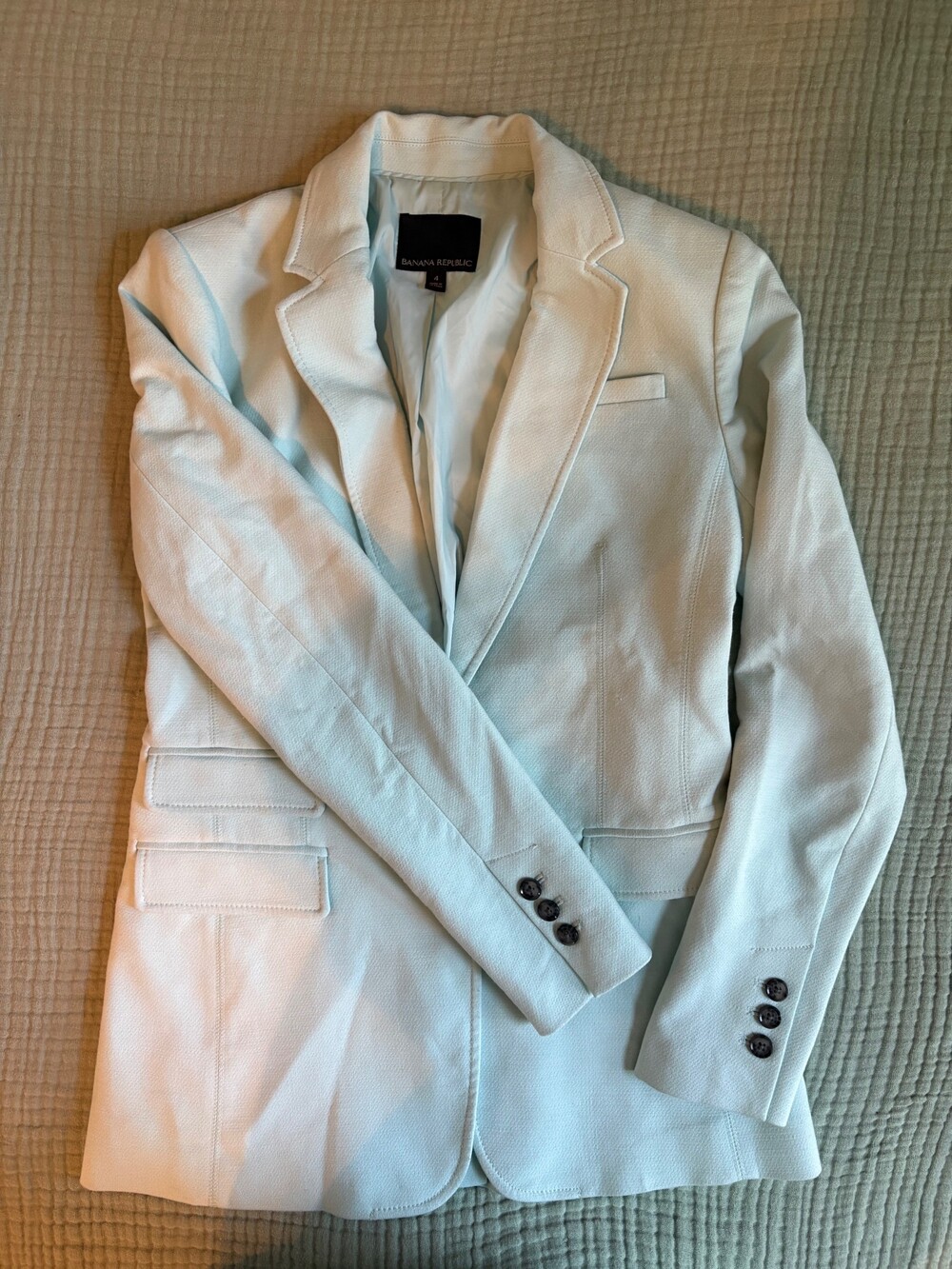 Banana Republic Light Blue Blazer Size 4 Textured Fabric